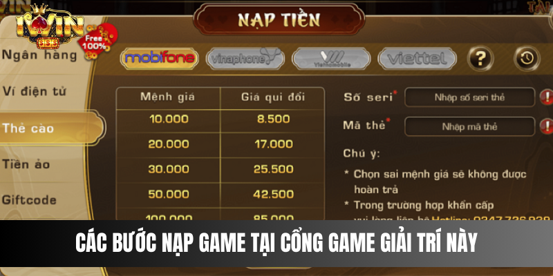 Các bước nạp game tại cổng game giải trí này